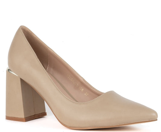 beige elegant closed formal pumps