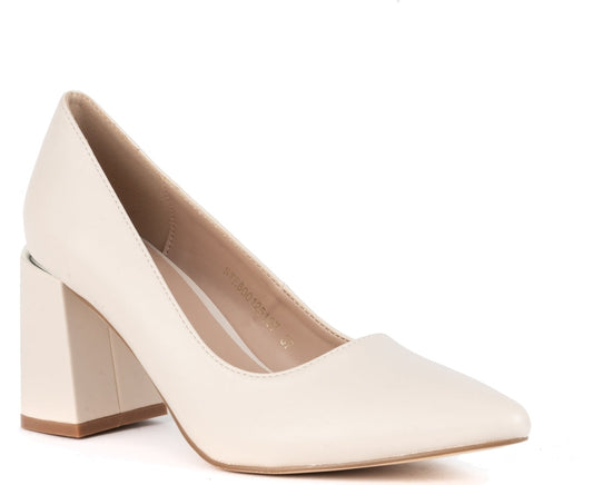 white elegant closed formal pumps