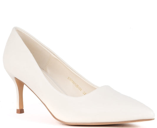white elegant closed formal pumps