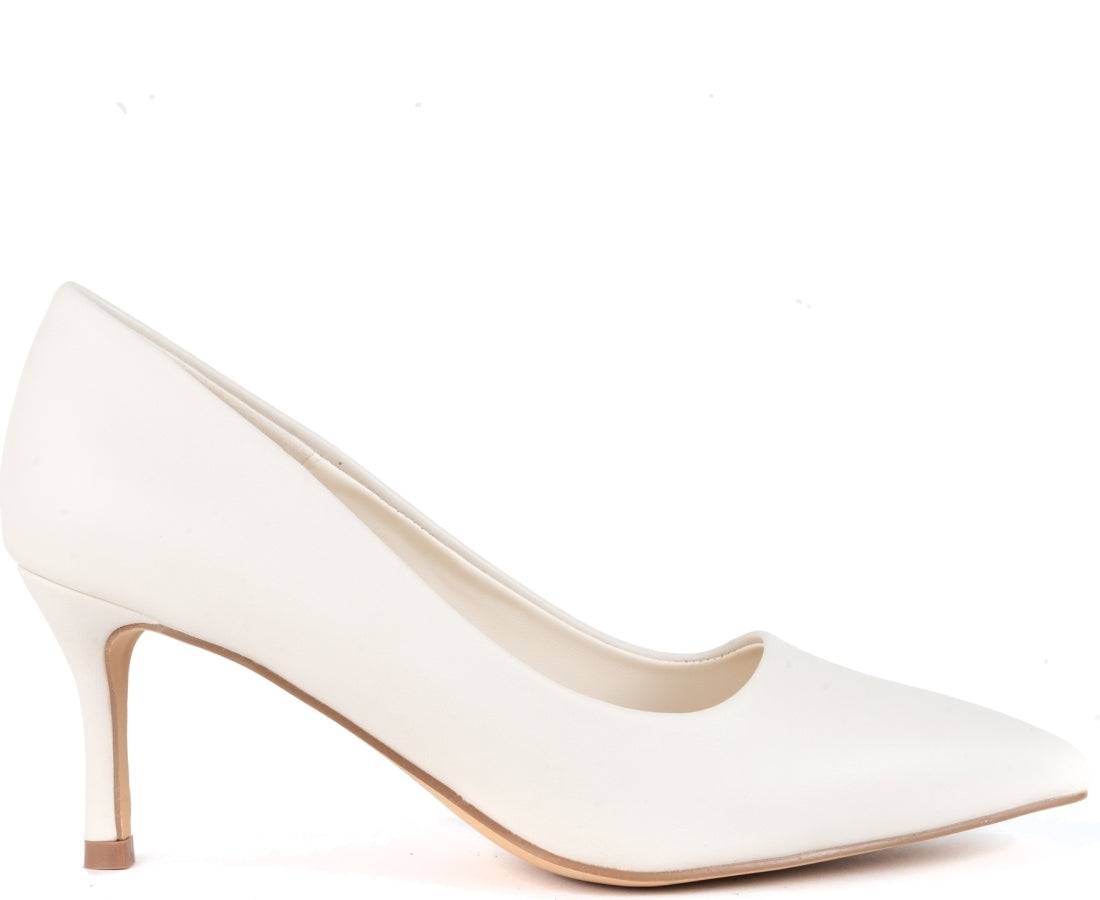 white elegant closed formal pumps