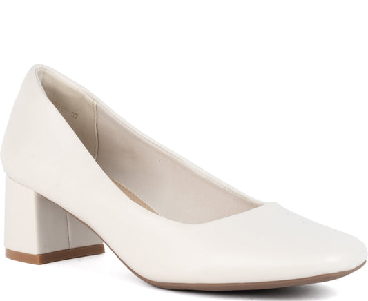 white elegant closed formal pumps
