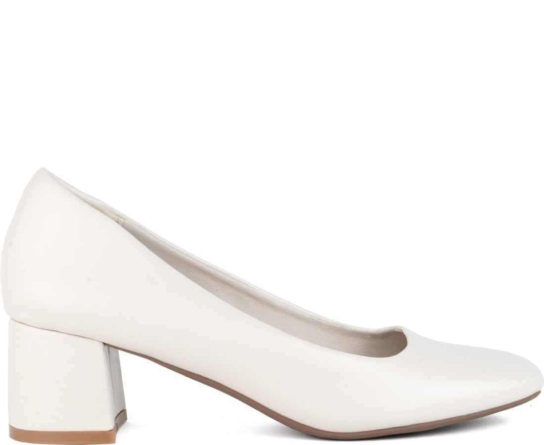 white elegant closed formal pumps