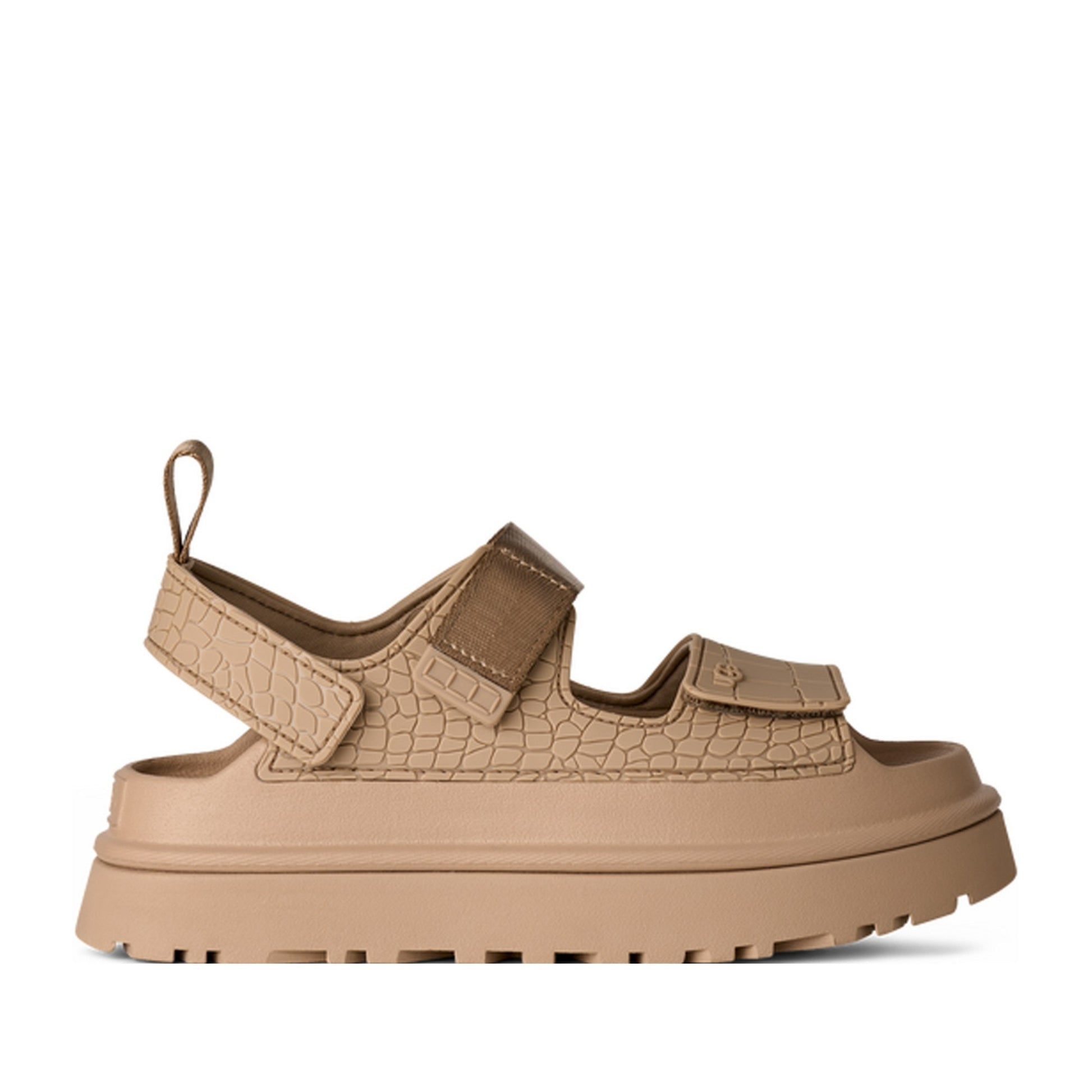 GoldenGlow Women's Beige Embossed Open-Toe Sandals