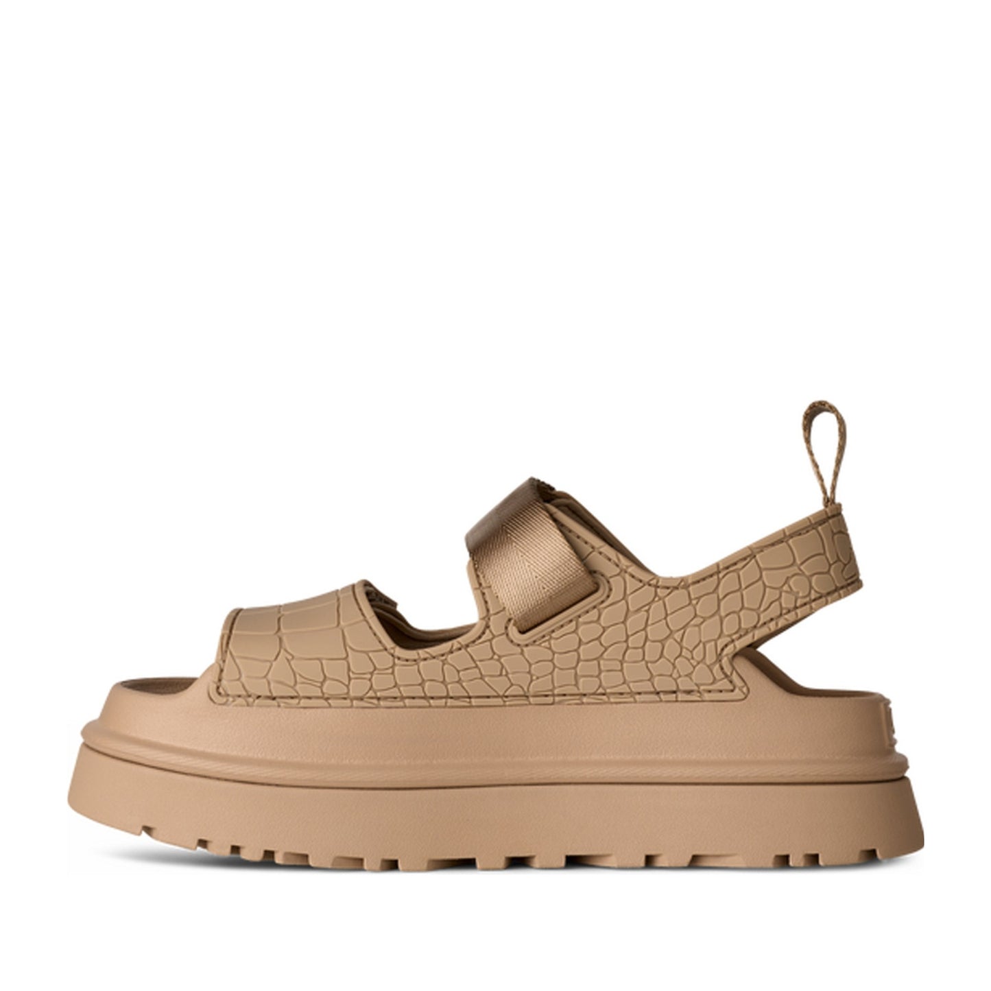 GoldenGlow Women's Beige Embossed Open-Toe Sandals
