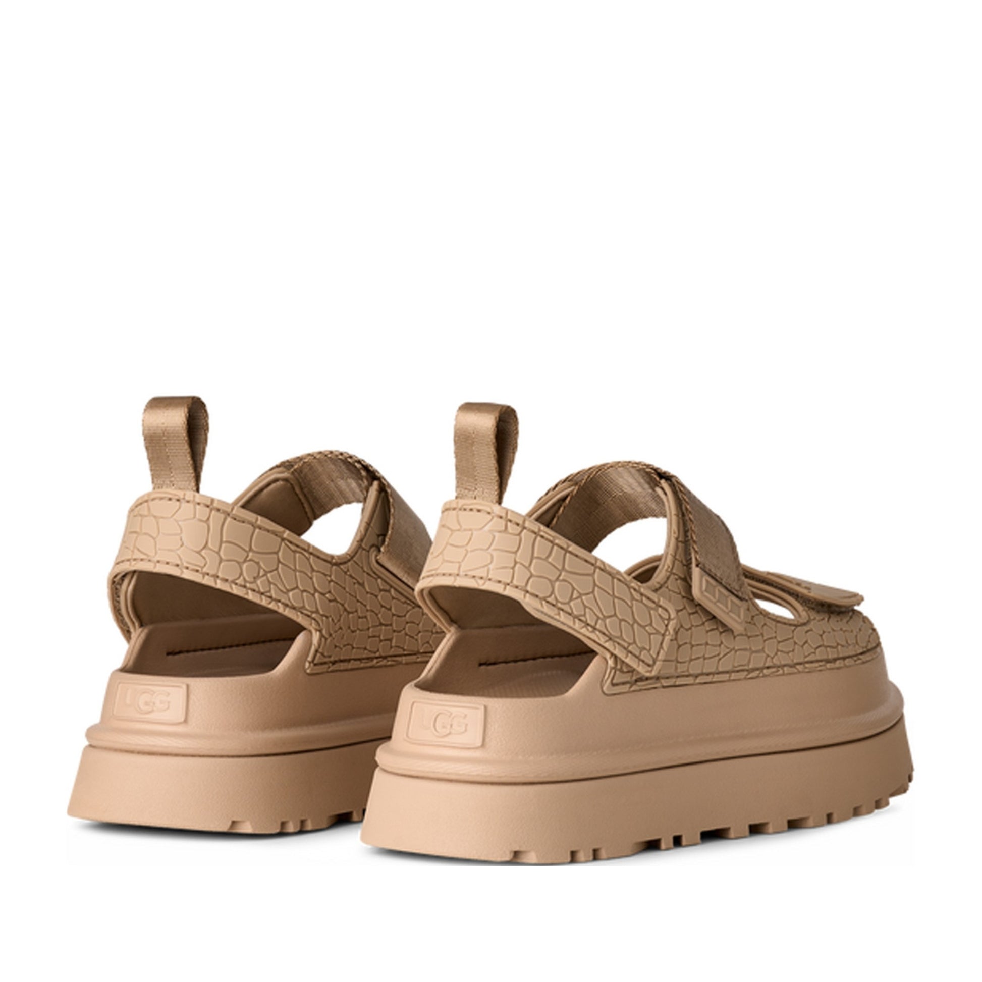 GoldenGlow Women's Beige Embossed Open-Toe Sandals