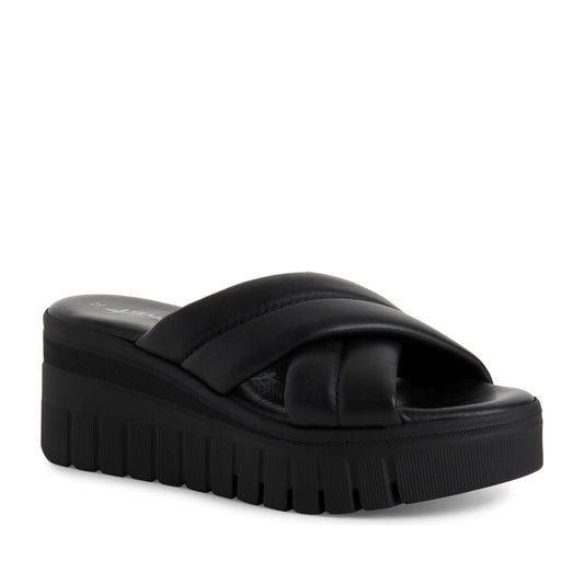 Women's Black Open-Toe Slippers