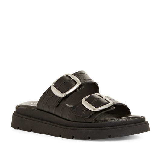 Women's Black Open-Toe Slippers