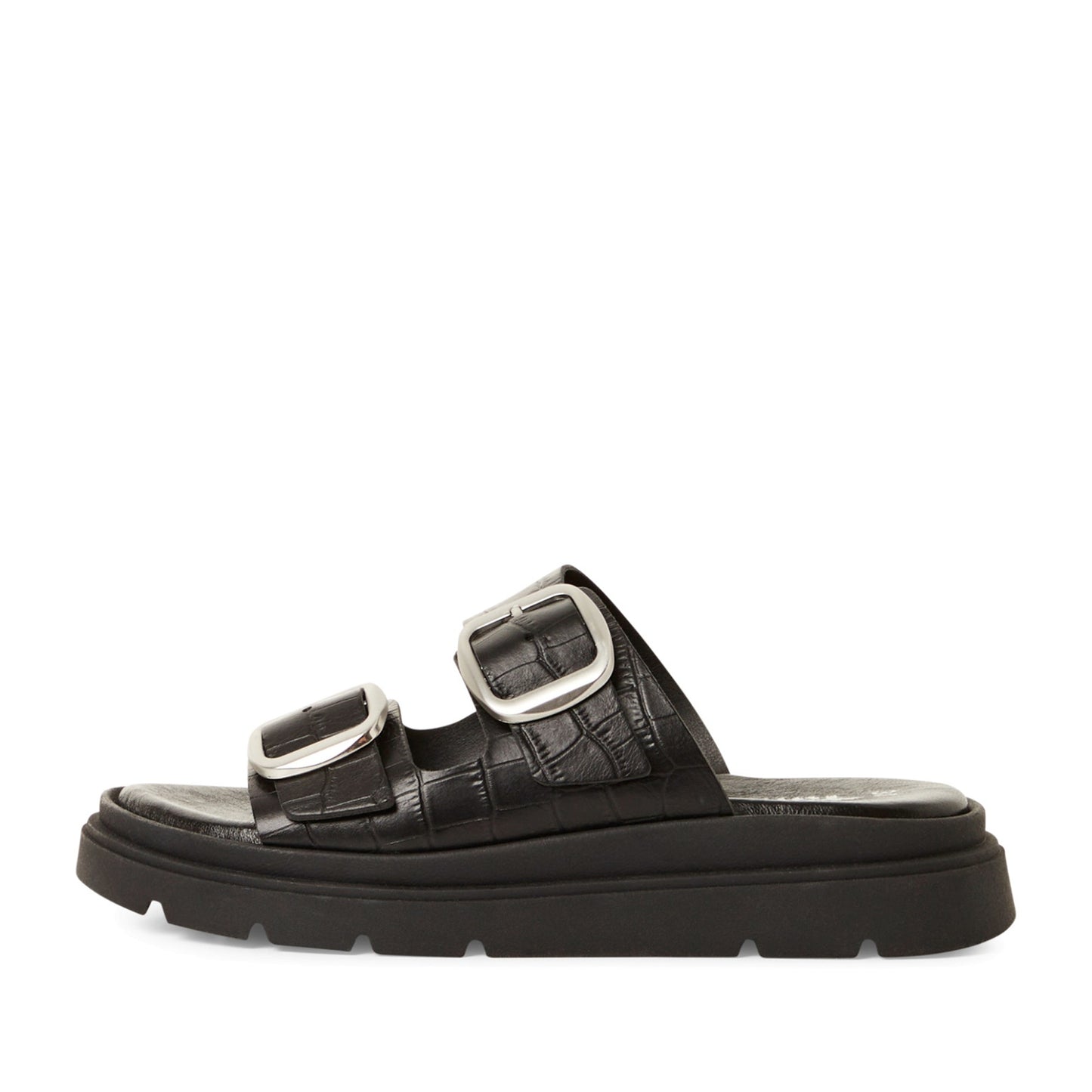 Women's Black Open-Toe Slippers