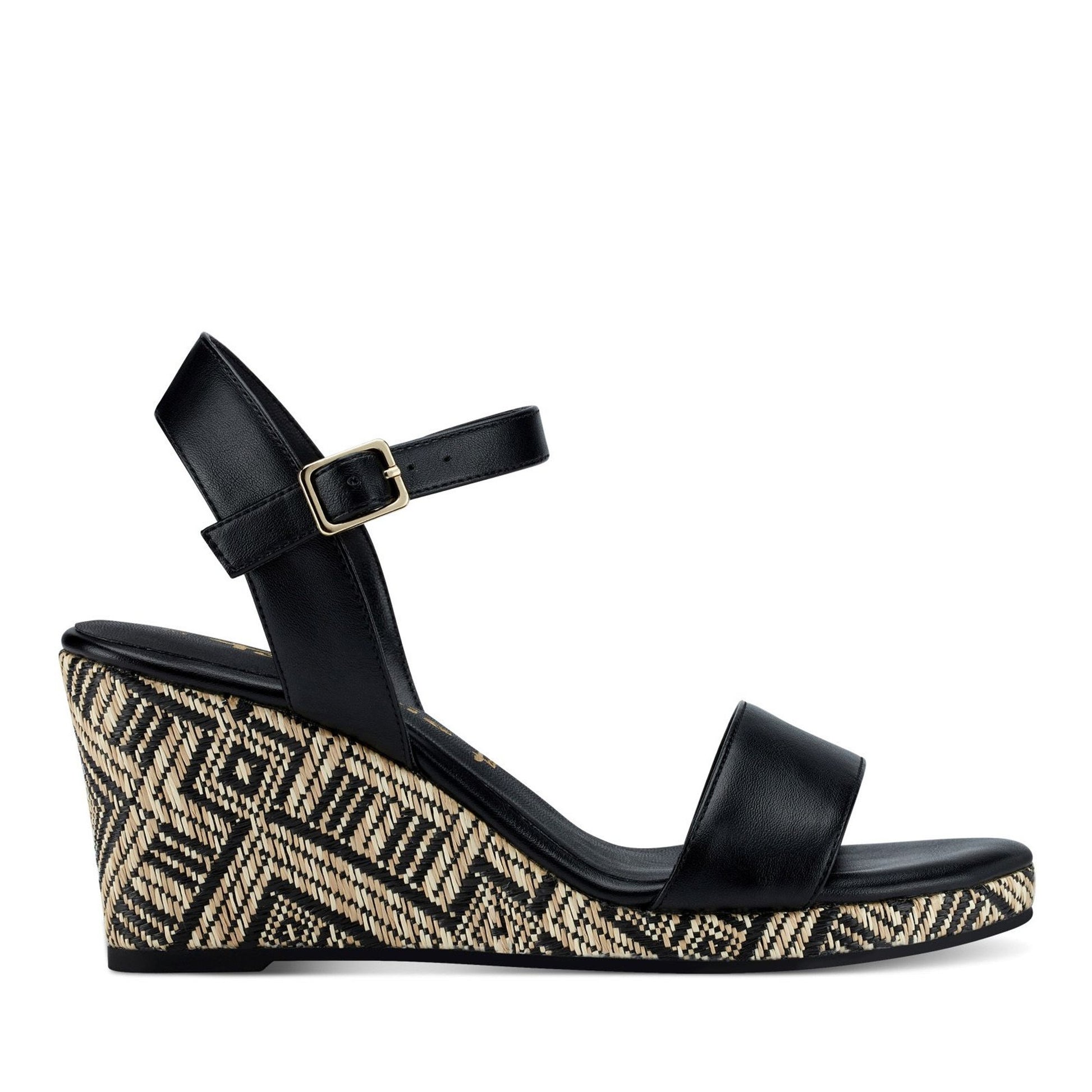 Women's Black Dress Wedge Open-Toe Sandals