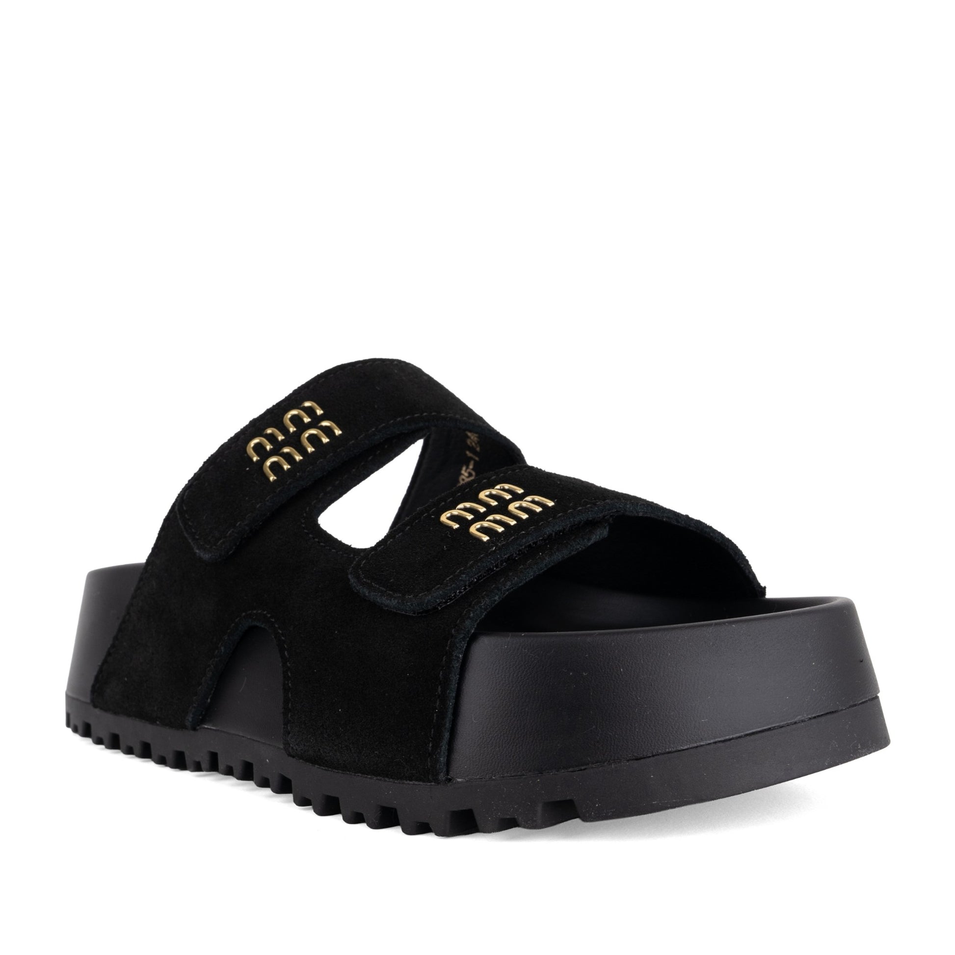 Women's Black Wedge Open-Toe Slippers