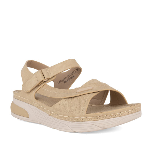 Women's Beige Wedge Open-Toe Sandals