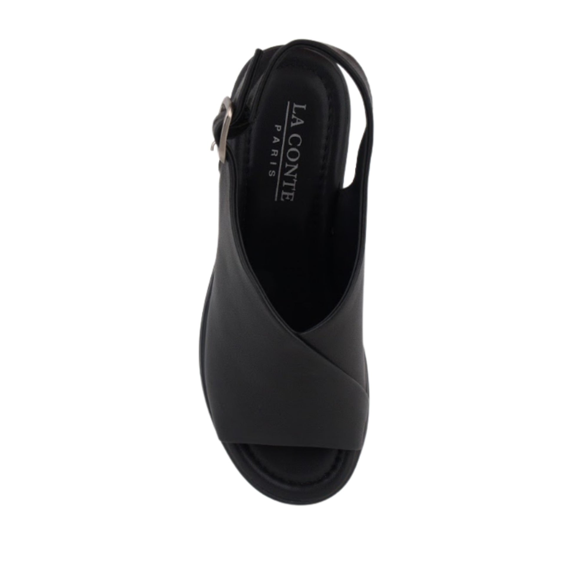 Women's Black Wedge Open-Toe Sandals