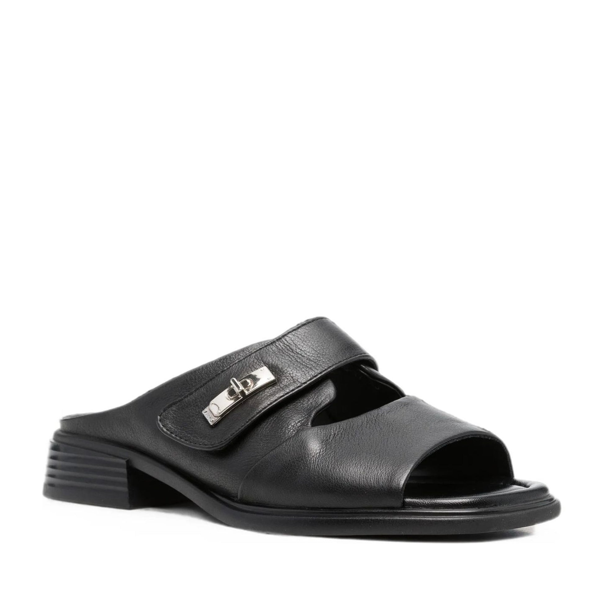 Women's Black Open-Toe Slippers