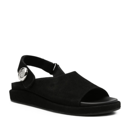 Women's Black Wedge Open-Toe Sandals