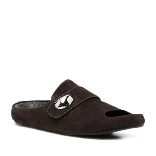Women's Brown Wedge Open-Toe Slippers