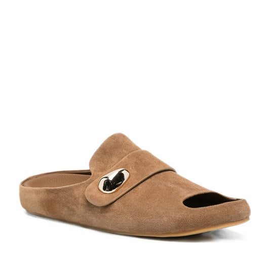 Women's Brown Wedge Open-Toe Slippers