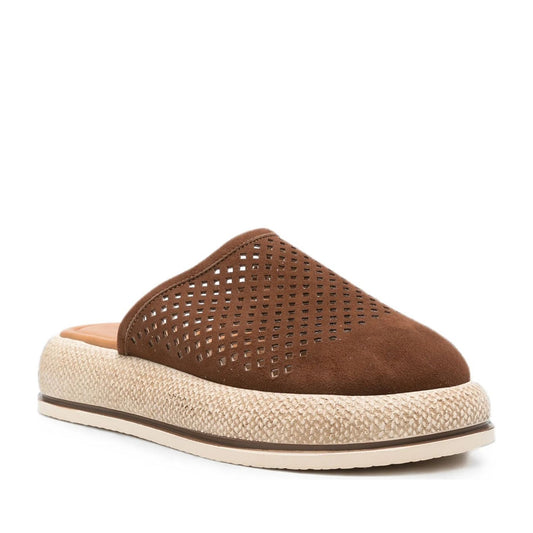 Women's Brown Wedge Mule Slippers