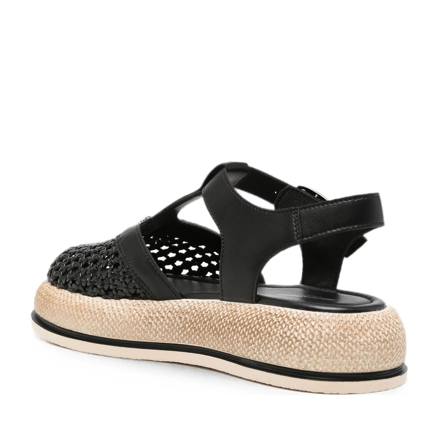 Women's Black Wedge Open-Toe Sandals