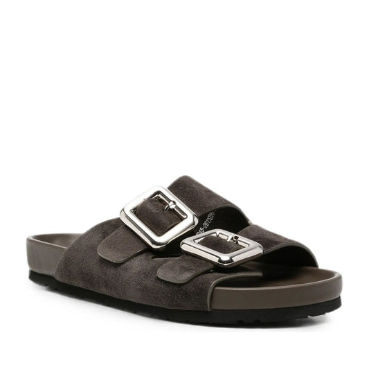 Women's Brown Wedge Open-Toe Slippers