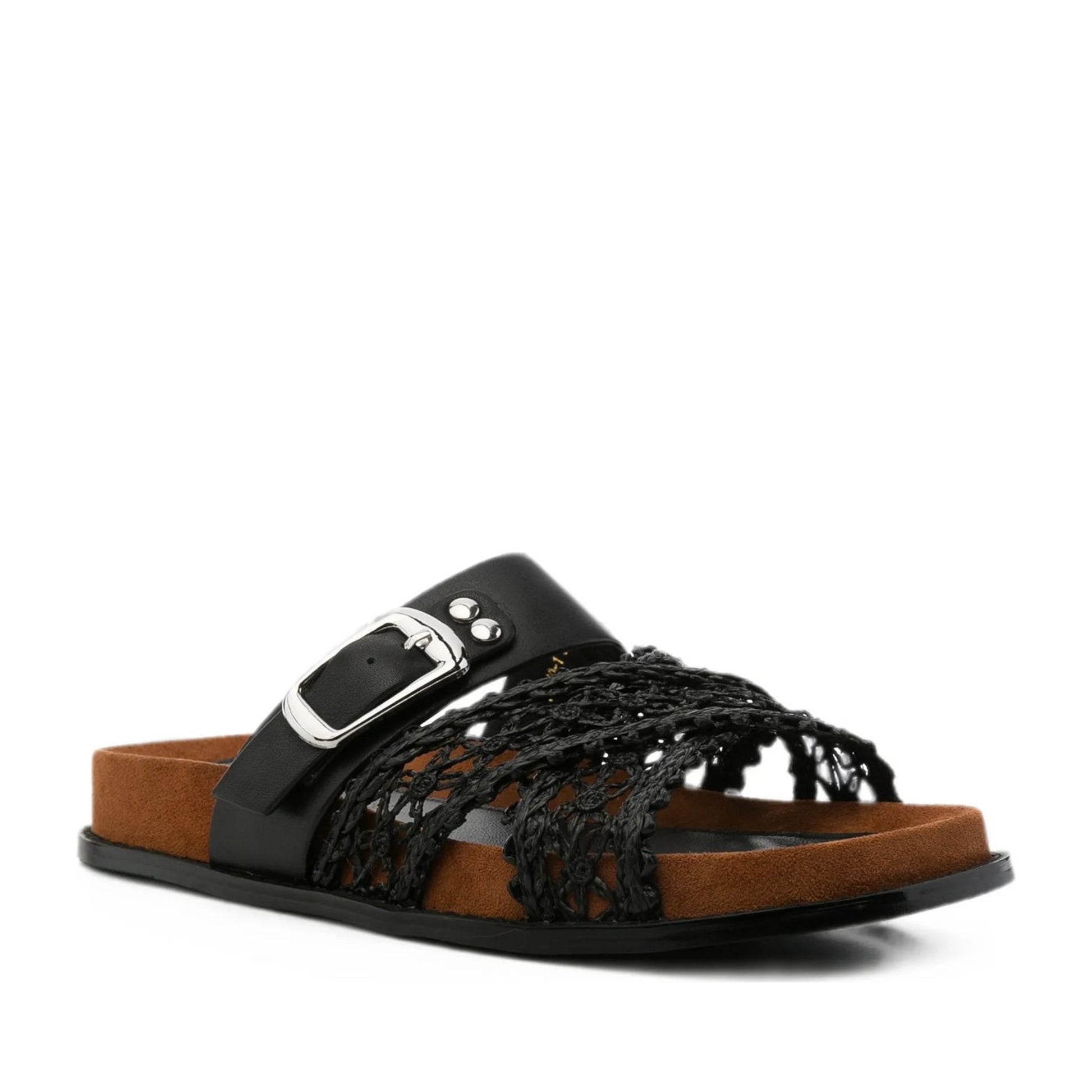 Women's Black Open-Toe Slippers