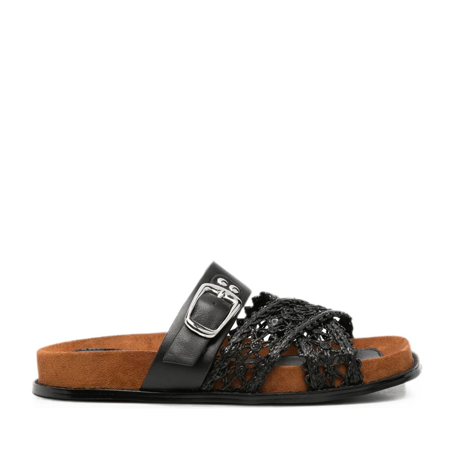 Women's Black Open-Toe Slippers