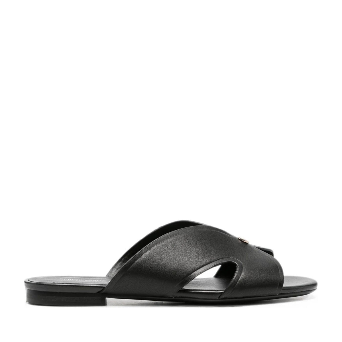 Women's Black Open-Toe Slippers