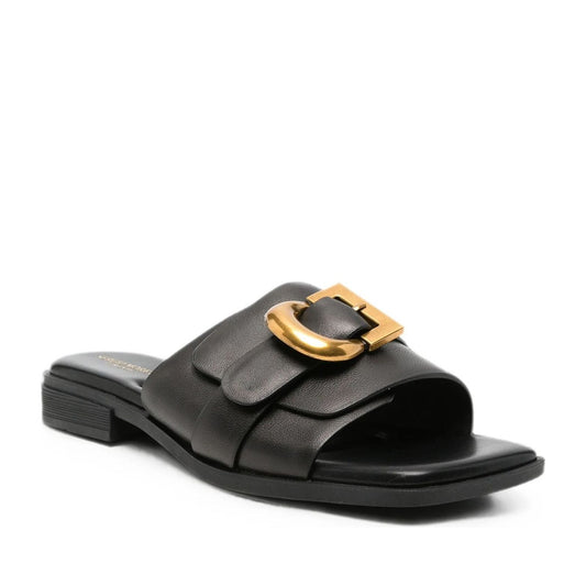 Women's Black Open-Toe Slippers