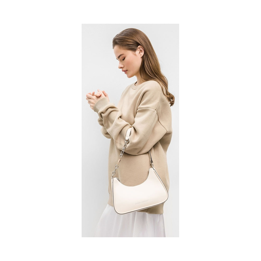 beige casual shoulder bag