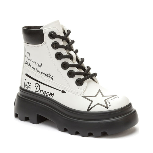 white casual closed booties