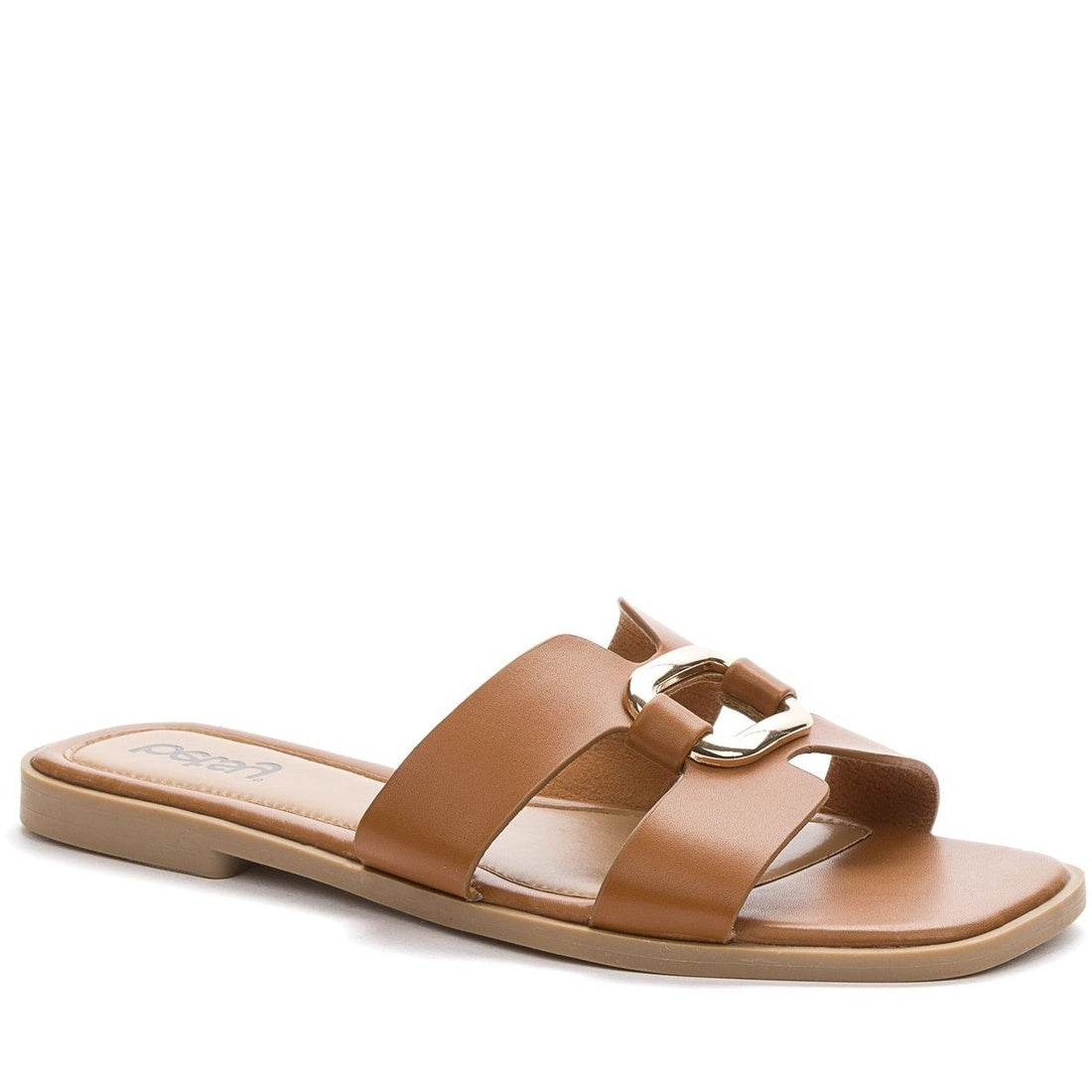 brown casual open slippers