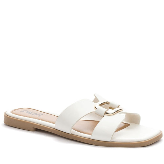 white casual open slippers