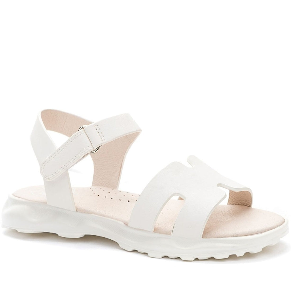 white casual open sandals