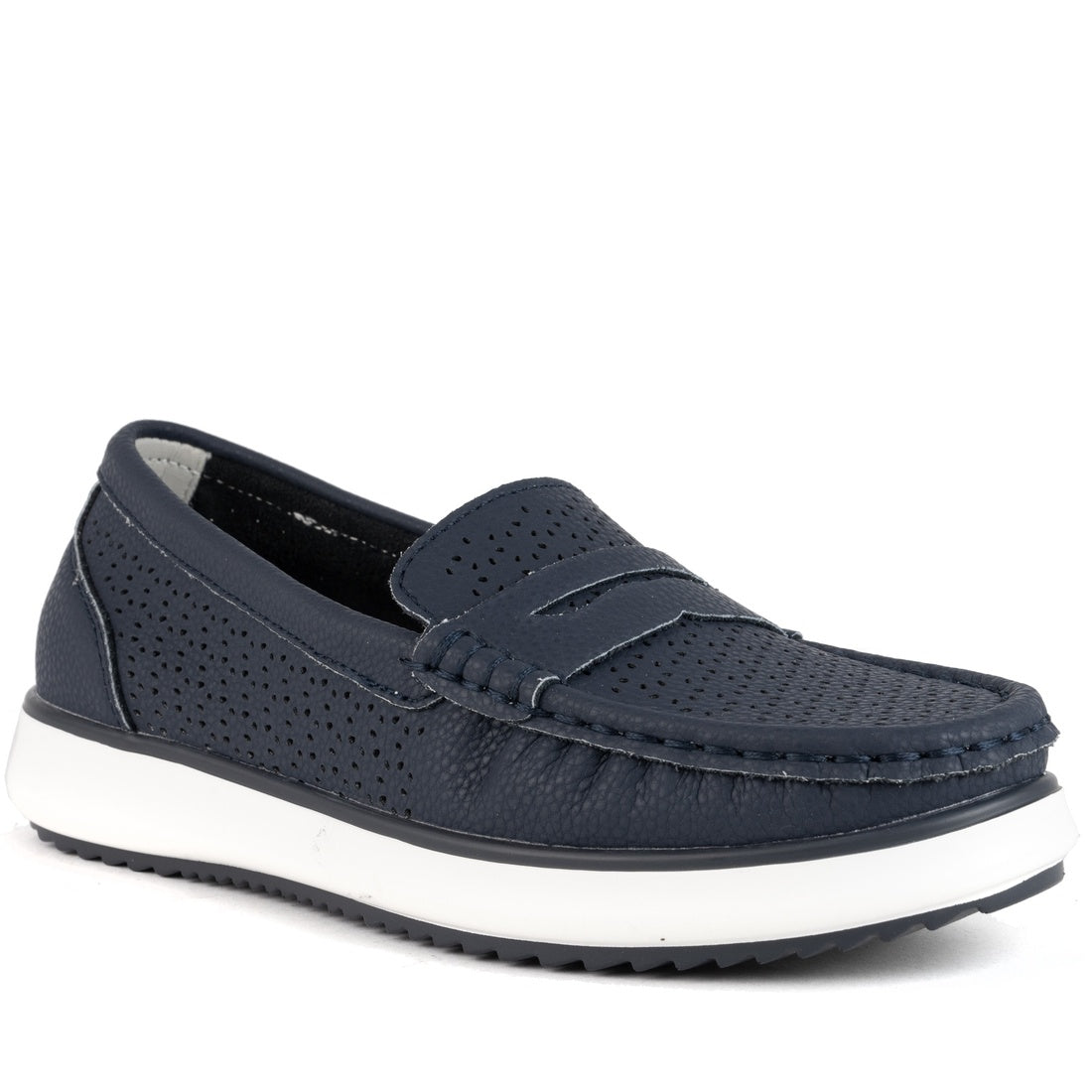 blue casual closed mocassins