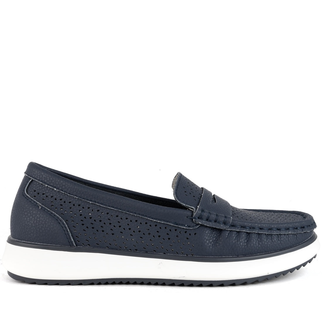 blue casual closed mocassins