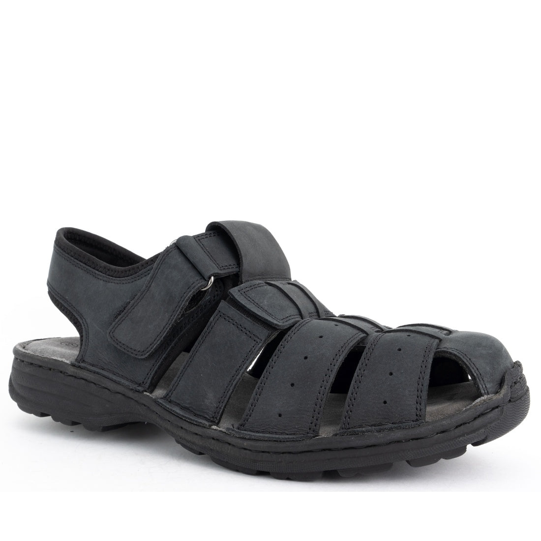 black casual part-open sandals