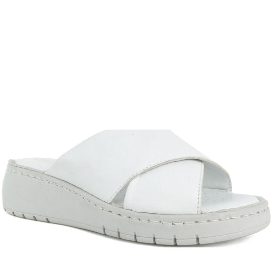 white casual sandals