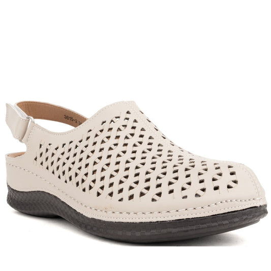 beige casual part-open mules