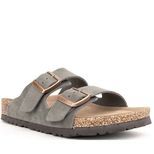 grey casual open slippers