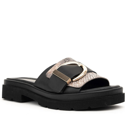 black casual open slippers
