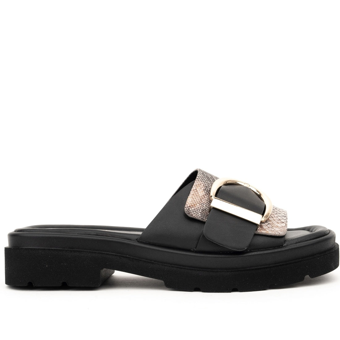 black casual open slippers