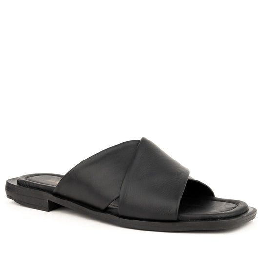 black casual open slippers