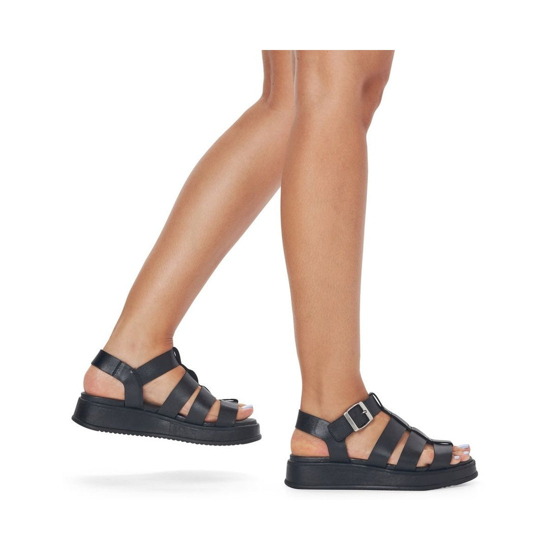 black casual open sandals