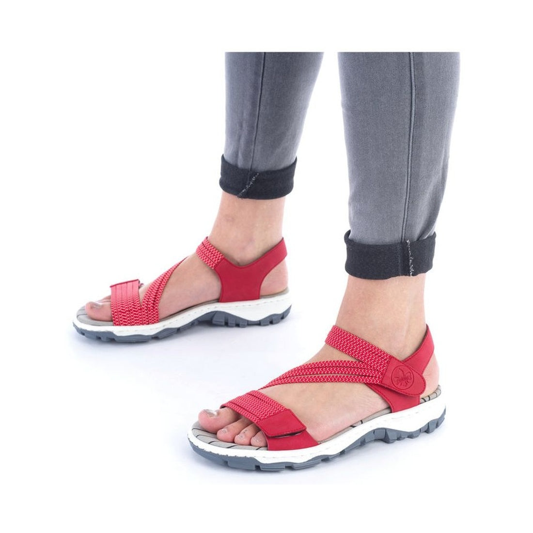 red casual open sandals