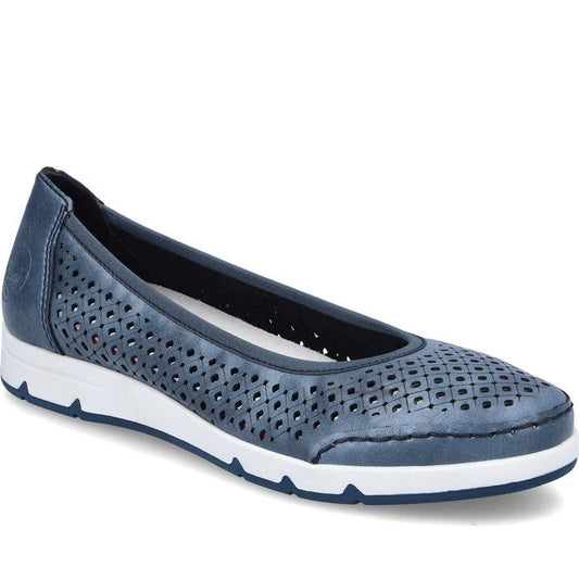 blue casual closed ballerina