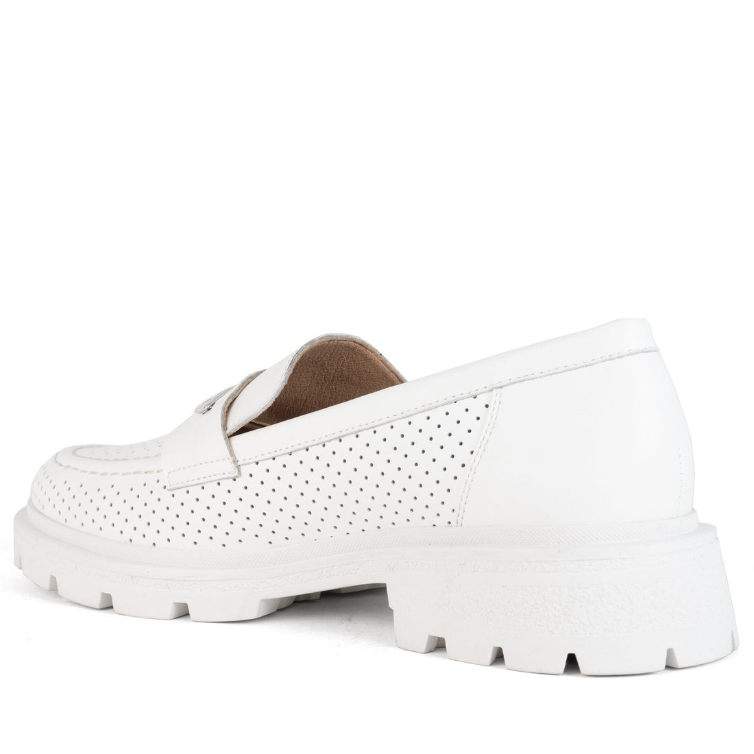 white elegant closed loafers