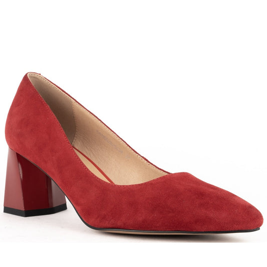 red elegant closed pumps
