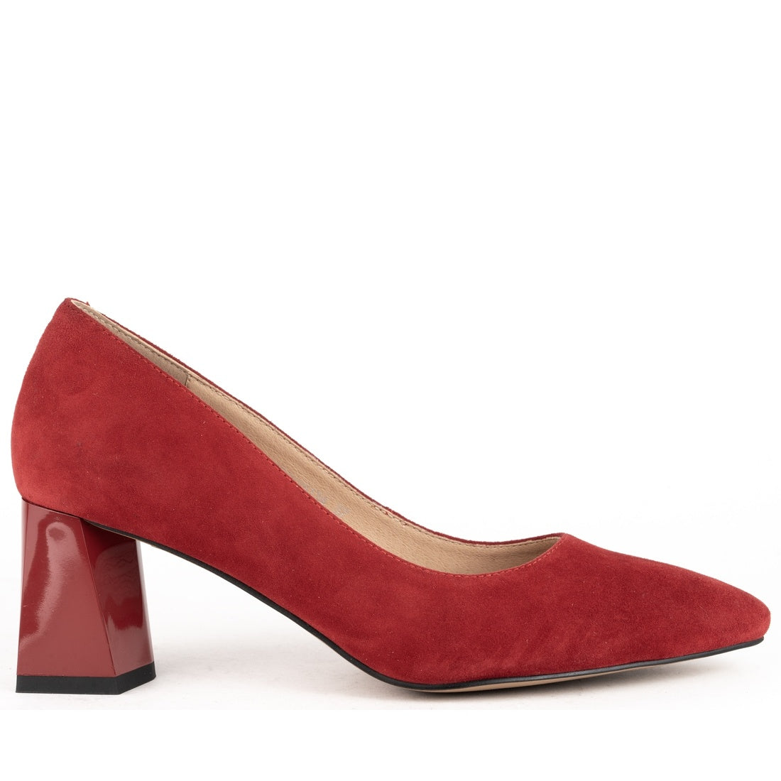 red elegant closed pumps