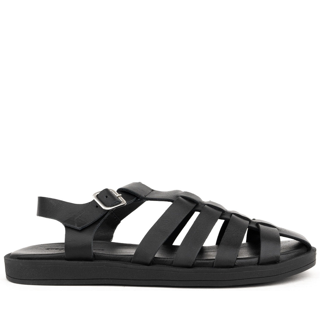 black casual part-open sandals
