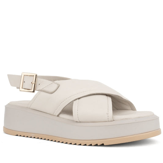 white casual open sandals