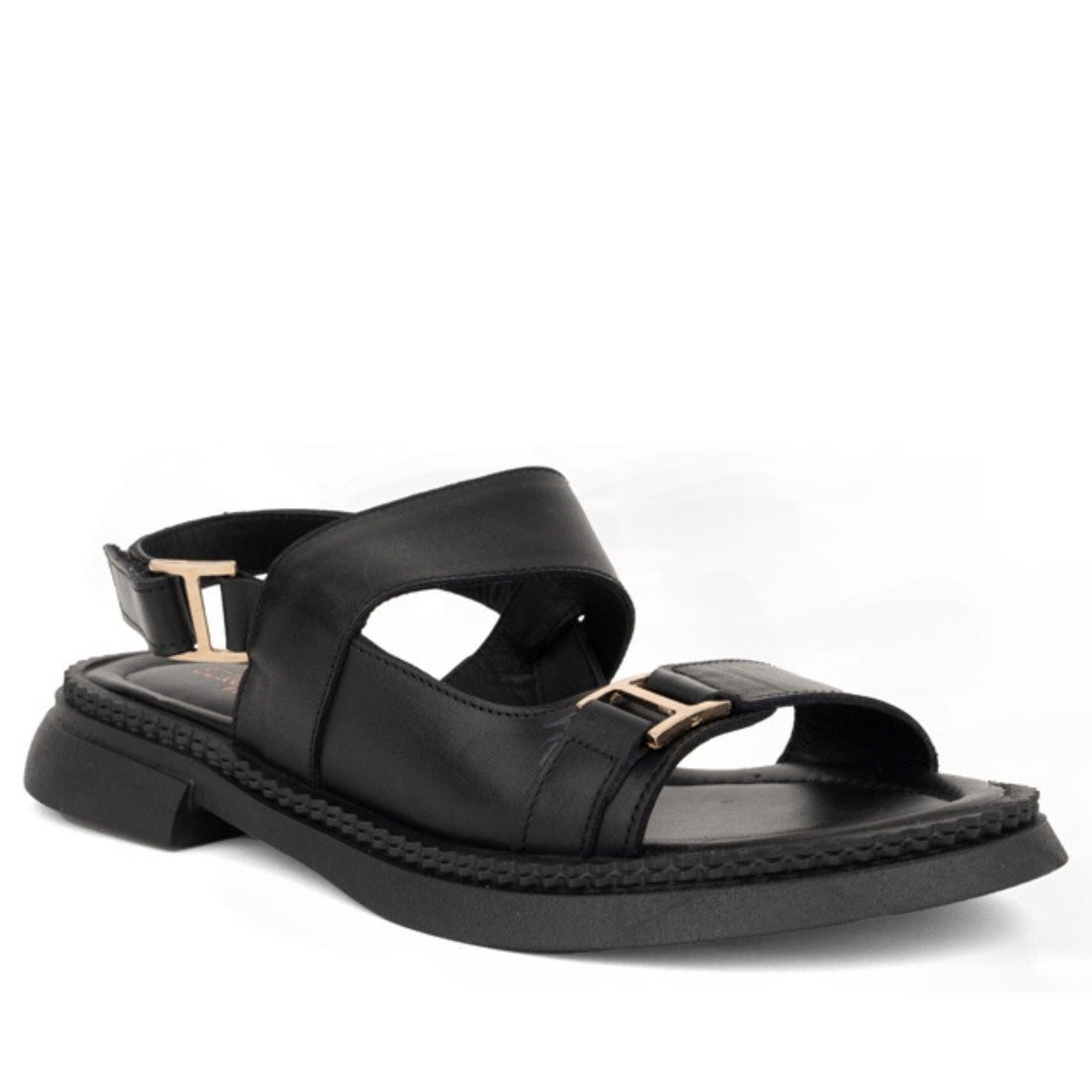 black casual open sandals